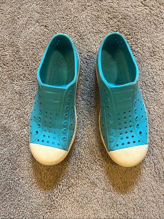 Native Other - Native Kids Teal Slip-On Sneakers with White Toe Caps